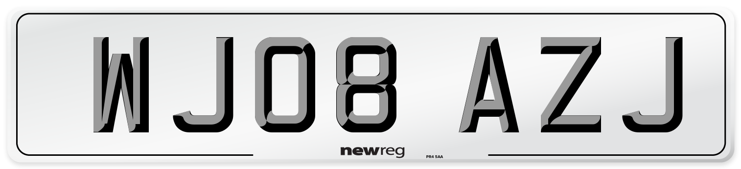 WJ08 AZJ Number Plate from New Reg